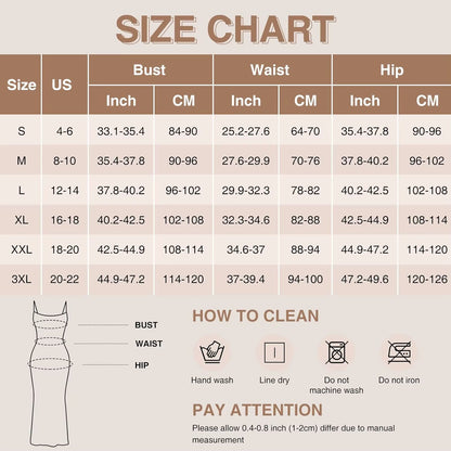 Women'S 2-In-1 Shaper Dress Built-In Shapewear Maxi Dress Tummy Control Body Shaper Bodysuit Backless Slimming Breathable
